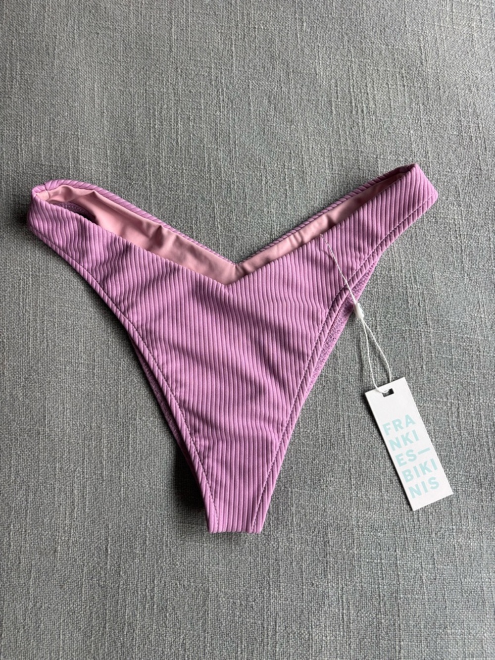 Frankie’s Bikinis Enzo Ribbed Bottom in Lilac size Small. New with Tags NWT.